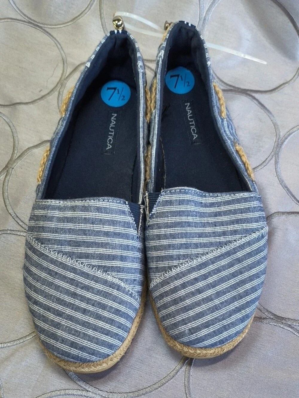 Nautica Blue and White Striped Slip-On Espadrille AB